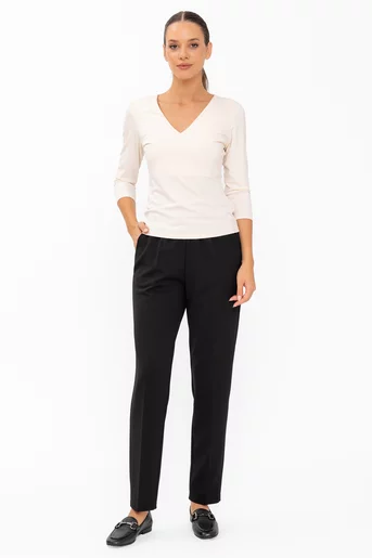 Pantaloni Caramel casual cu talia elastică negru P2620
