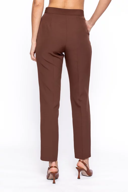 Pantaloni Caramel conici cu bandă decorativă maro P2608 thumbnail picture - 