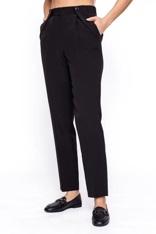 Pantaloni Caramel conici cu bandă decorativă negru P2608 thumbnail picture - 