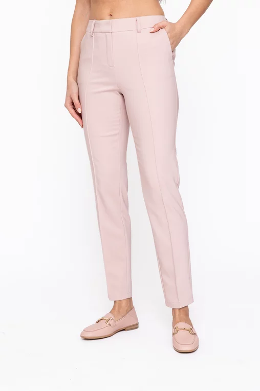 Pantaloni Caramel conici cu dungă cusută bej P2602 thumbnail picture - 