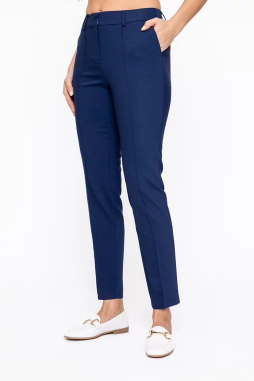 Pantaloni Caramel conici cu dungă cusută bleumarin P2602 thumbnail picture - 