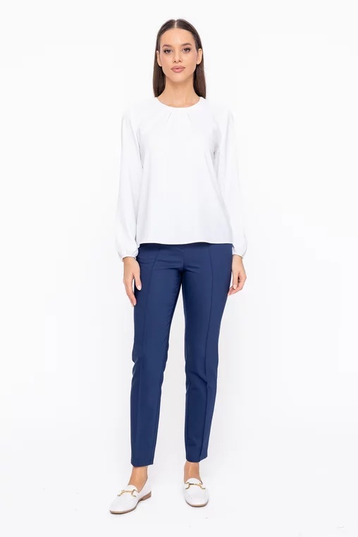 Pantaloni Caramel conici cu dungă cusută bleumarin P2602 thumbnail picture - 