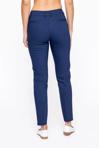 Pantaloni Caramel conici cu dungă cusută bleumarin P2617
