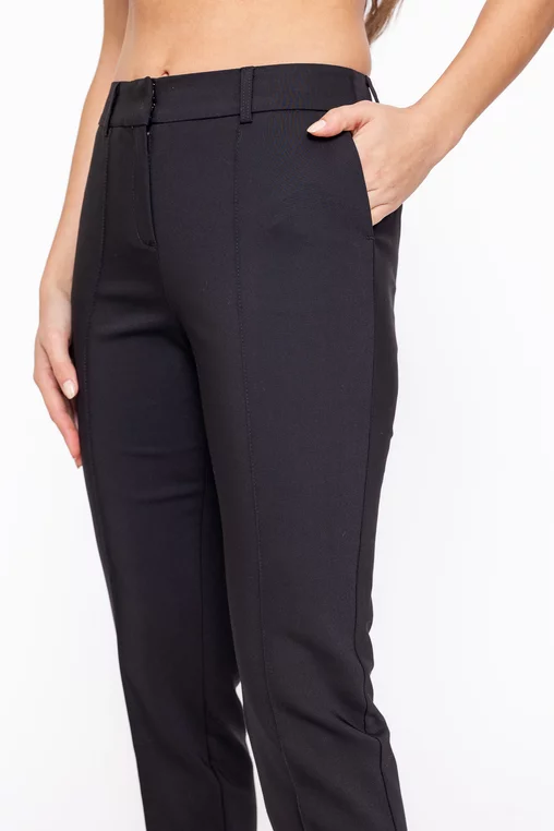 Pantaloni Caramel conici cu dungă cusută negri P2602 thumbnail picture - 