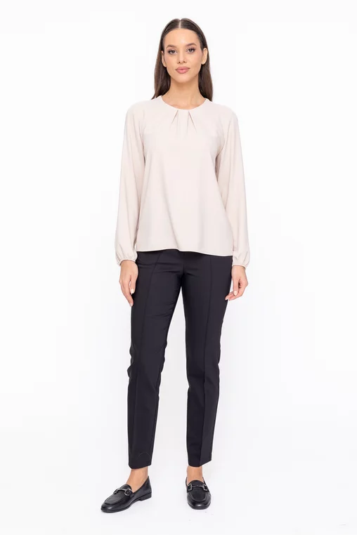 Pantaloni Caramel conici cu dungă cusută negri P2602 thumbnail picture - 
