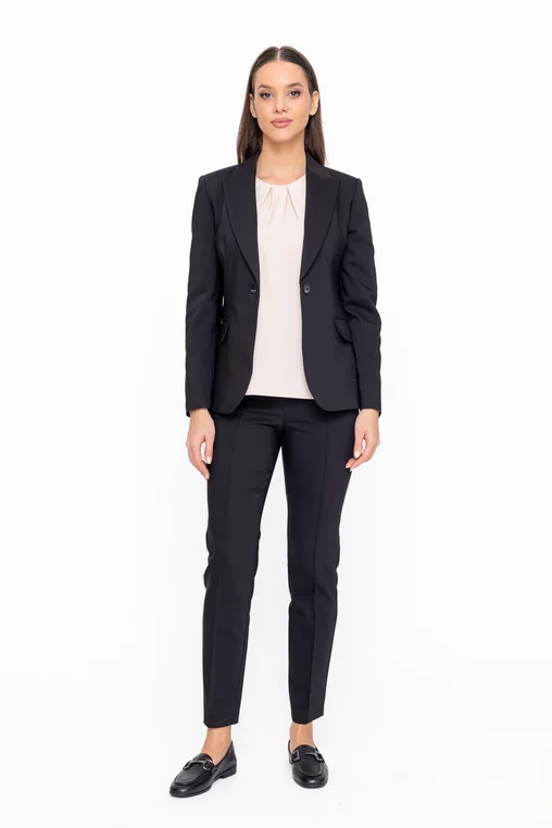 Pantaloni Caramel conici cu dungă cusută negri P2602 thumbnail picture - 
