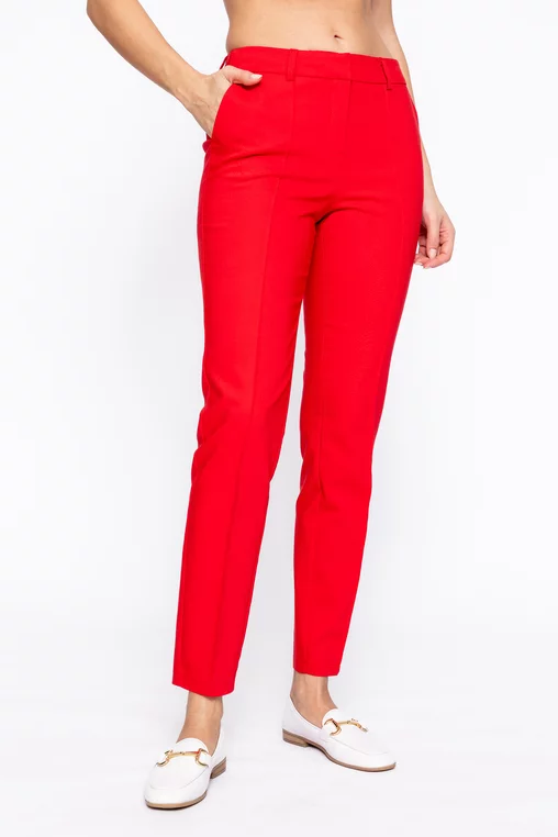 Pantaloni Caramel conici cu dungă cusută roșu P2602 thumbnail picture - 