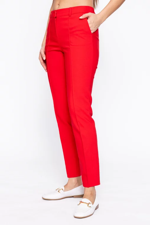 Pantaloni Caramel conici cu dungă cusută roșu P2602 thumbnail picture - 
