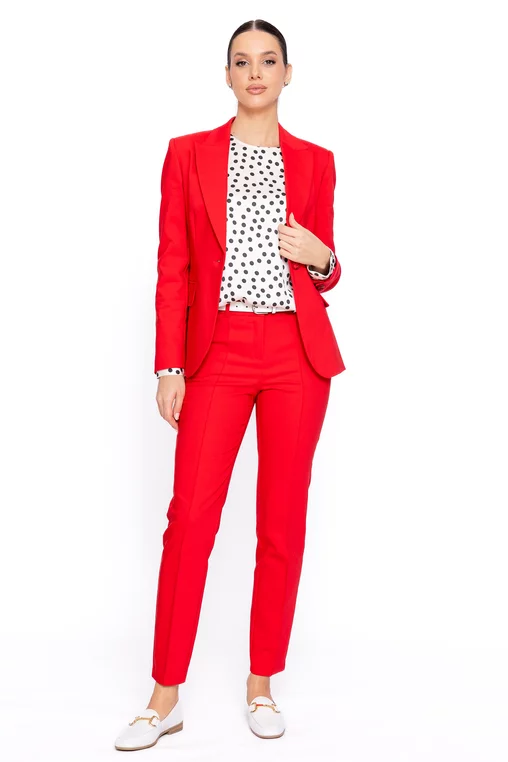 Pantaloni Caramel conici cu dungă cusută roșu P2602 thumbnail picture - 
