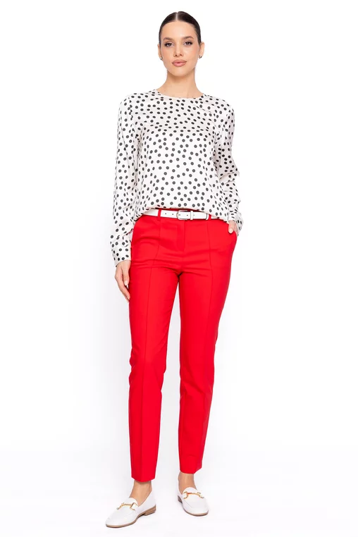Pantaloni Caramel conici cu dungă cusută roșu P2602 thumbnail picture - 