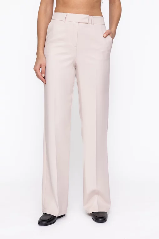 Pantaloni Caramel drepți stofă reiată bej P2604 thumbnail picture - 