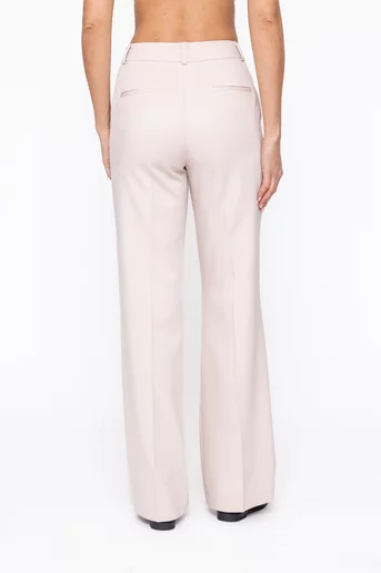 Pantaloni Caramel drepți stofă reiată bej P2604