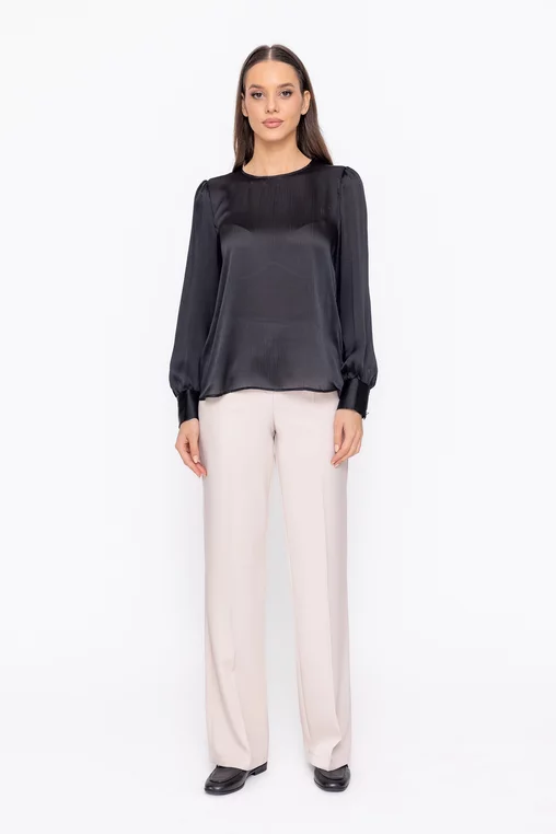 Pantaloni Caramel drepți stofă reiată bej P2604 thumbnail picture - 
