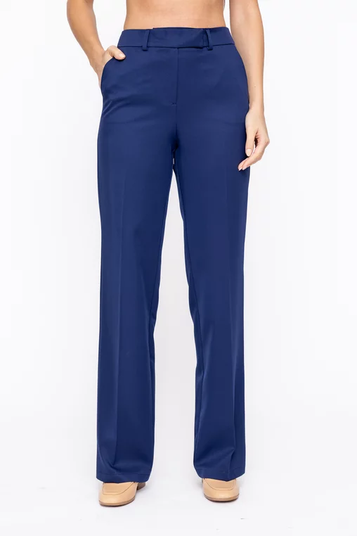 Pantaloni Caramel drepți stofă reiată bleumarin P2604 thumbnail picture - 