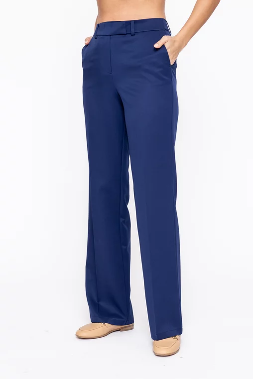 Pantaloni Caramel drepți stofă reiată bleumarin P2604 thumbnail picture - 