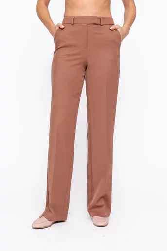Pantaloni Caramel drepți stofă reiată mocha P2604