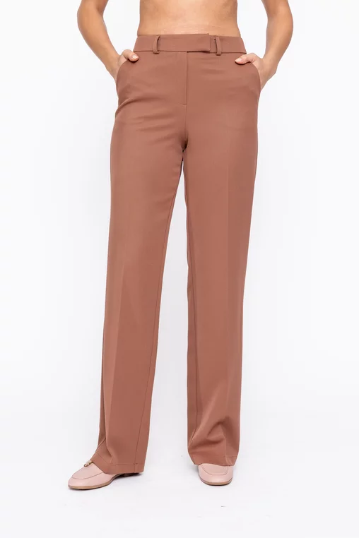Pantaloni Caramel drepți stofă reiată mocha P2604 thumbnail picture - 