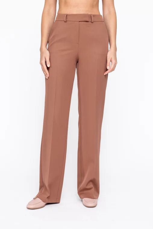 Pantaloni Caramel drepți stofă reiată mocha P2604 thumbnail picture - 