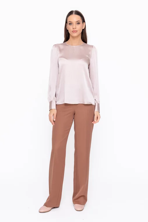 Pantaloni Caramel drepți stofă reiată mocha P2604 thumbnail picture - 