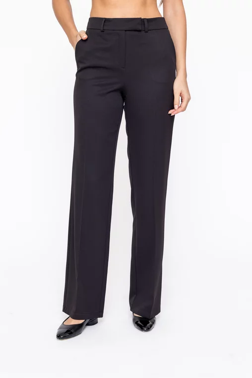 Pantaloni Caramel drepți stofă reiată negru P2604 thumbnail picture - 