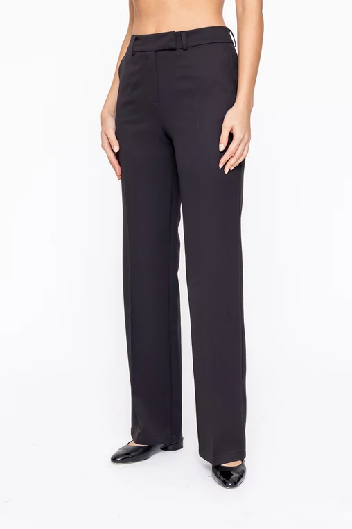 Pantaloni Caramel drepți stofă reiată negru P2604 thumbnail picture - 