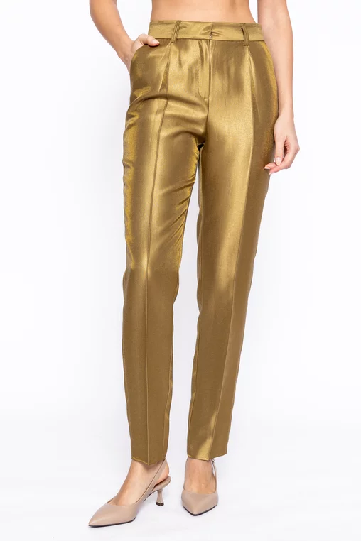 Pantaloni Caramel elegant conic cu un pliu olive P2609 thumbnail picture - 