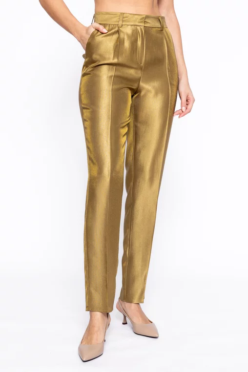 Pantaloni Caramel elegant conic cu un pliu olive P2609 thumbnail picture - 