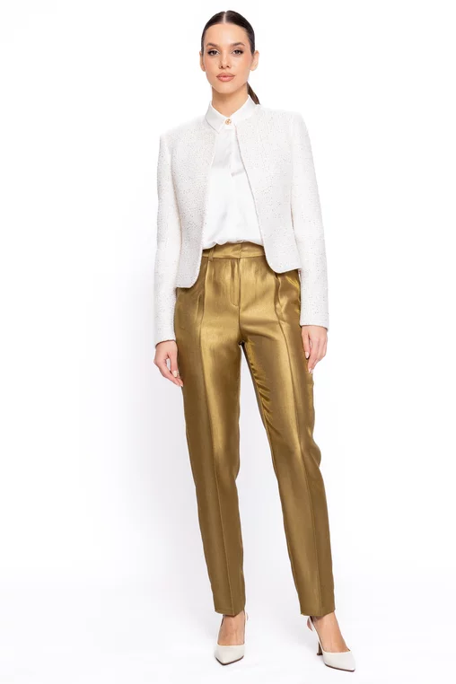 Pantaloni Caramel elegant conic cu un pliu olive P2609 thumbnail picture - 