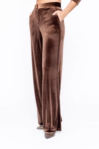 Pantaloni Caramel eleganti din catifea maro P2521