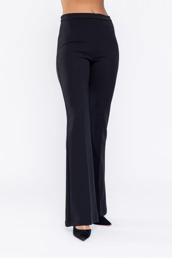 Pantaloni Caramel  evazați cu dungă cusută negri P2610