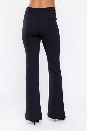 Pantaloni Caramel  evazați cu dungă cusută negri P2610
