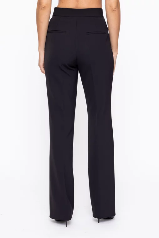 Pantaloni Caramel evazați cu un pliu stofă Mega negri P2601 thumbnail picture - 
