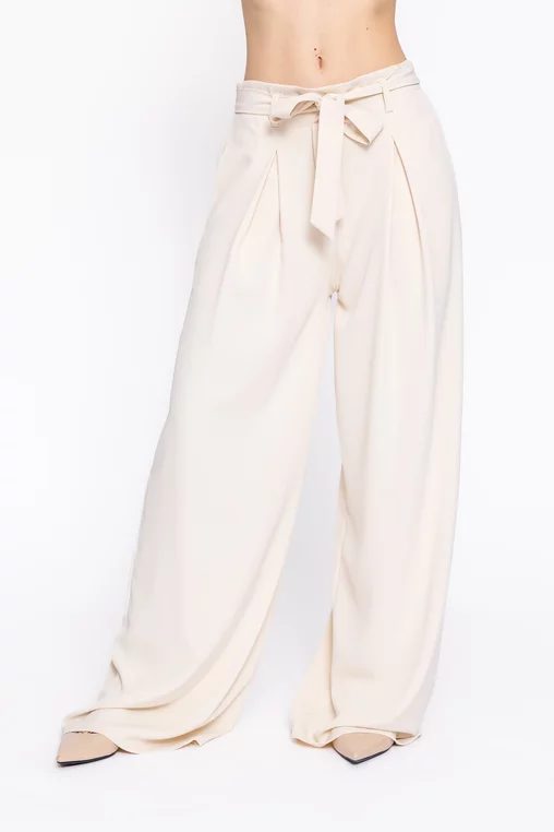 Pantaloni Caramel lejeri cu cordon crem P2615 thumbnail picture - 