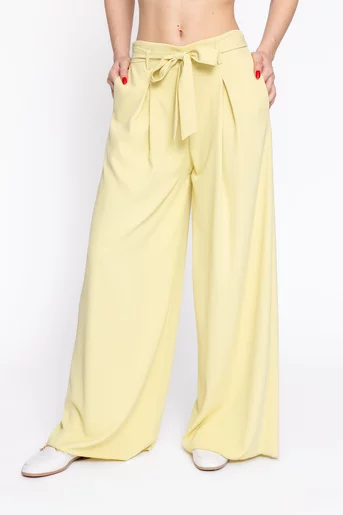 Pantaloni Caramel lejeri cu cordon lime P2615