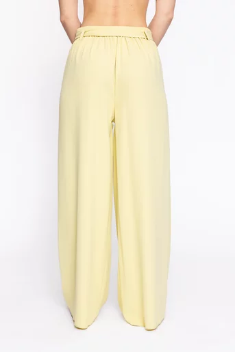 Pantaloni Caramel lejeri cu cordon lime P2615