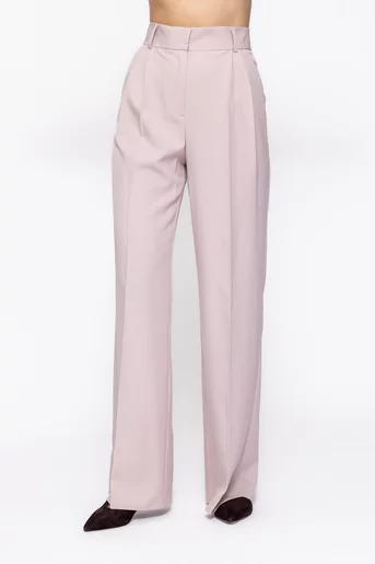 Pantaloni Caramel lejeri cu două pliuri bej P2614