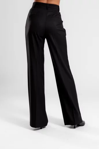 Pantaloni Caramel lejeri cu două pliuri negru P2614