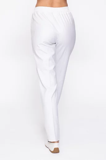 Pantaloni Caramel lejeri cu elastic albi P2612