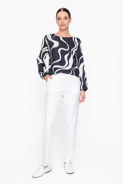 Pantaloni Caramel lejeri cu elastic albi P2612 thumbnail picture - 