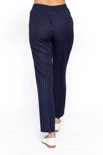 Pantaloni Caramel lejeri stofă în dungi bleumarin P2605