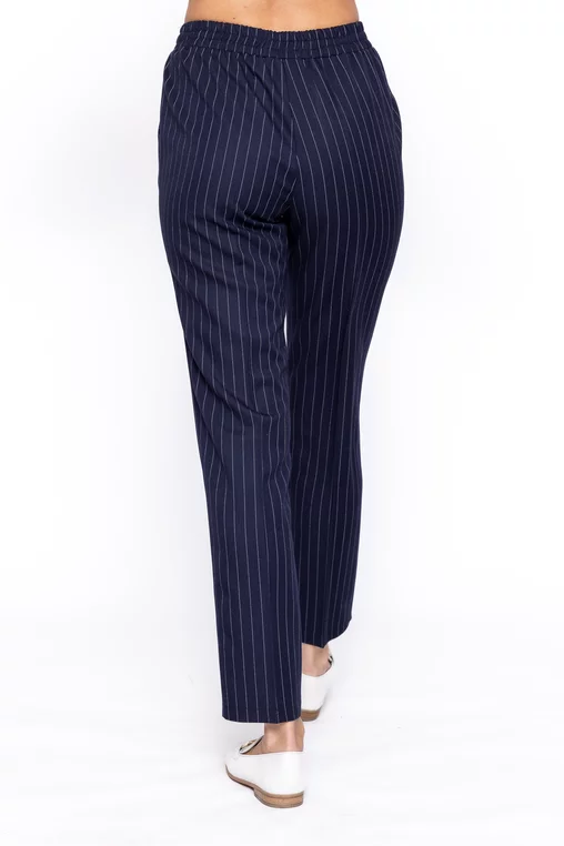 Pantaloni Caramel lejeri stofă în dungi bleumarin P2605 thumbnail picture - 
