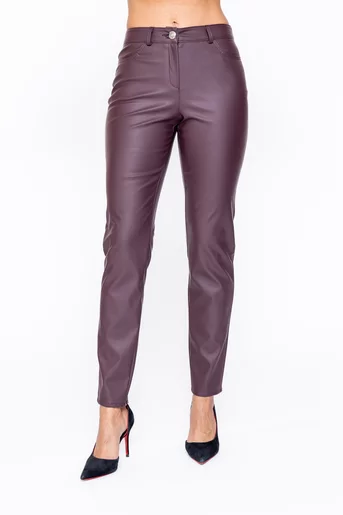 Pantaloni Caramel piele ecologică burgundy P2522