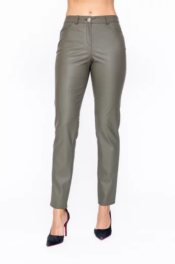 Pantaloni Caramel piele ecologică kaki P2522