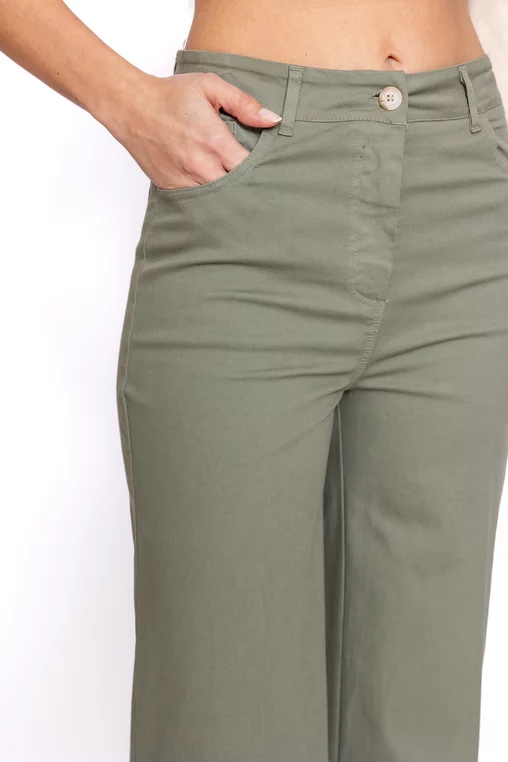 Pantaloni croi evazat kaki PVV60202 thumbnail picture - 