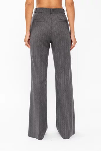 Pantaloni evazati cu strasuri gri P2619