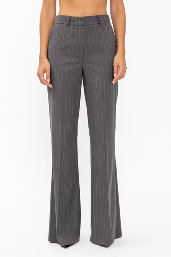 Pantaloni evazati cu strasuri gri P2619