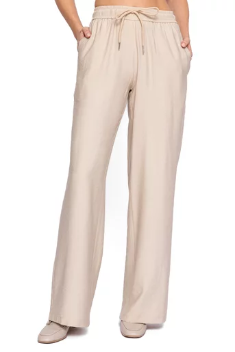 Pantaloni lejeri cu elastic bej PKC60201
