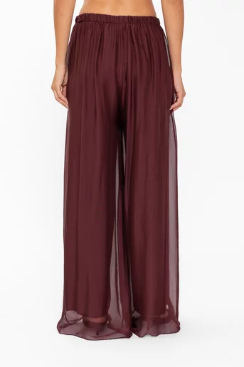 Pantaloni lejeri din mătase burgundy PDP60801