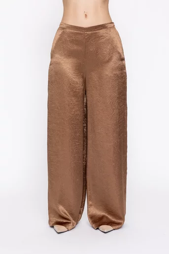 Pantaloni lejeri satinați aurii PMO60303