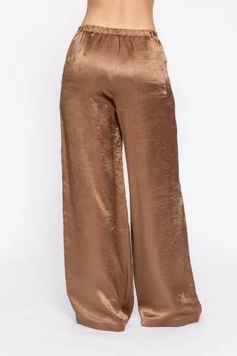 Pantaloni lejeri satinați aurii PMO60303